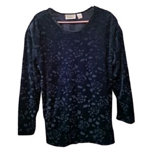 A1) Shenanigans Floral Dark Blue Long Sleeve Top – Size L